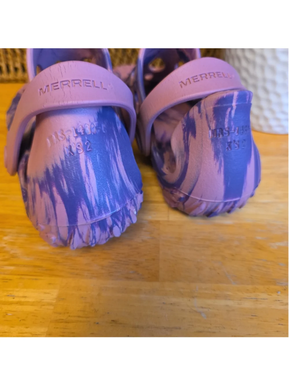 Merrell Hydro Moc Water Clog Sandals Pink Purple Marble Kids Girls Shoes Sz 2Y